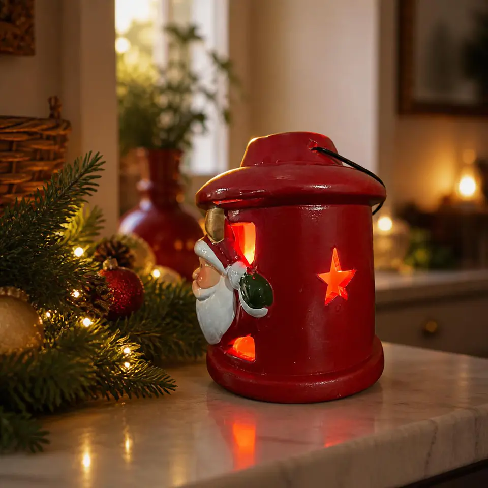 Farol de Cerámica Navideño Colgante con Luz 12 cm 2