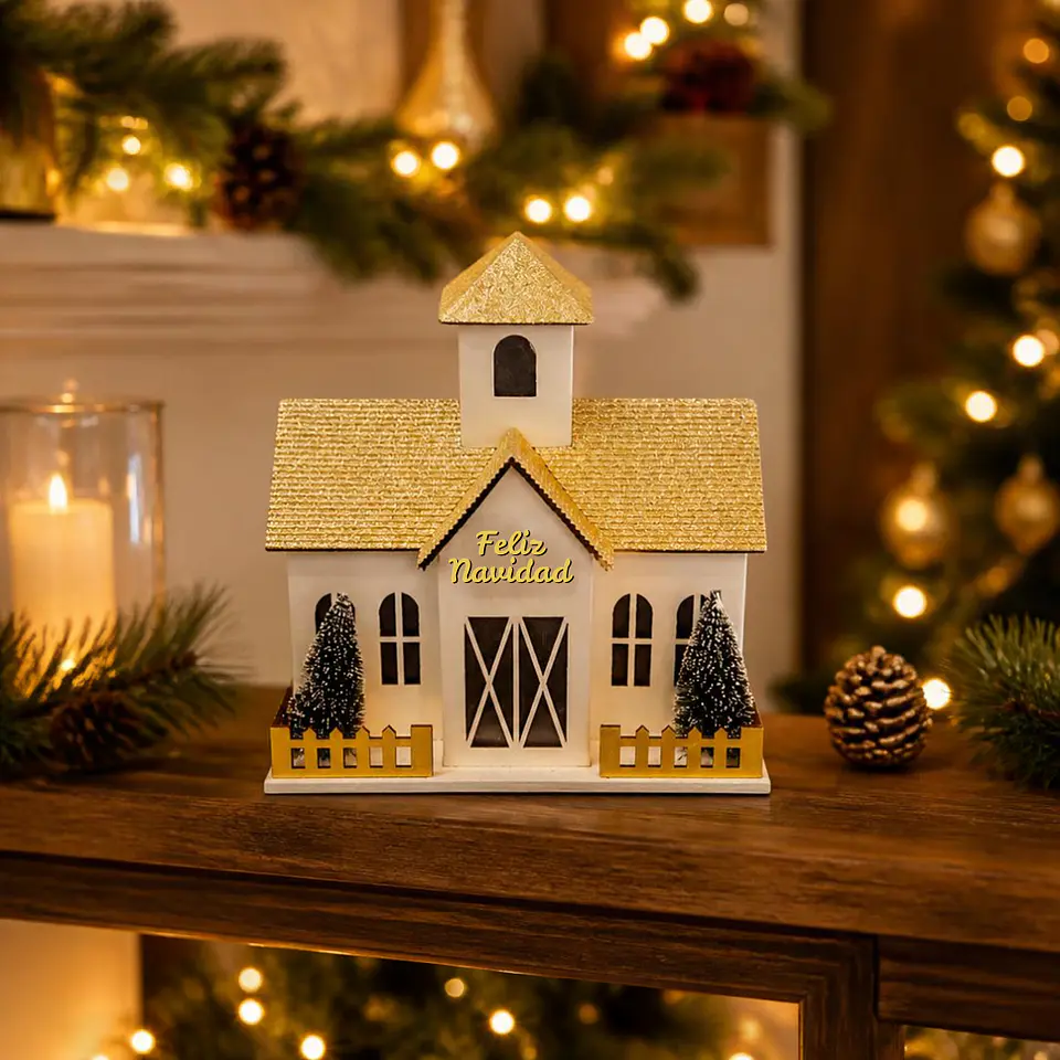 Casa Navideña con Luz Cálida 20 cm 3