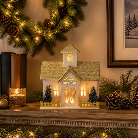 Casa Navideña con Luz Cálida 20 cm