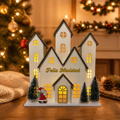 Casa Navidad con Luz LED 20cm