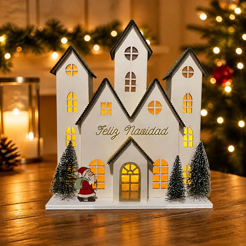 Casa Navidad con Luz LED 20cm