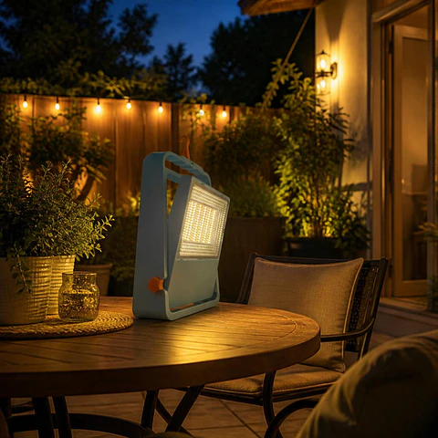 Lámpara Reflector con Panel Solar LED 150W Portátil con Control Remoto