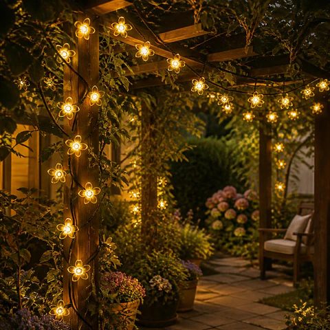 Guirnalda Solar Flores LED 6 Metros