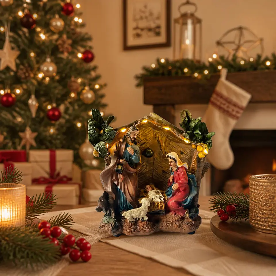 Sagrada Familia con Luz LED – Mini Pesebre Navideño 1