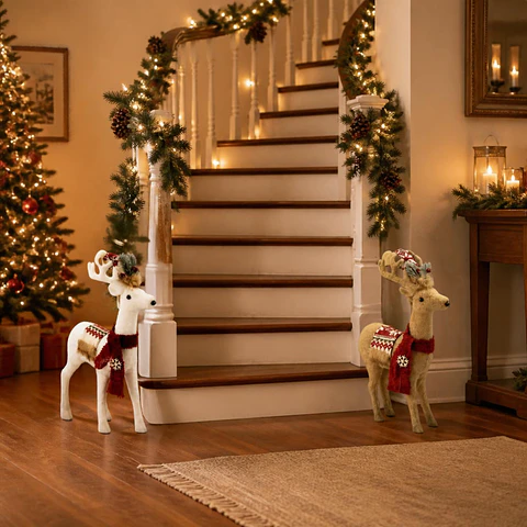 Reno Decorativo Navideño 45 cm – Café o Blanco