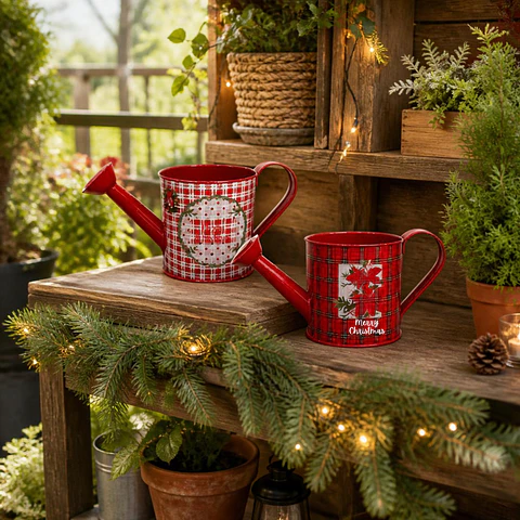 Regadera Navidad Metálica Decorativa