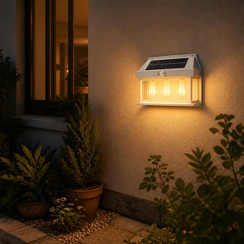 Foco Solar Triple de Pared con Sensor de Movimiento