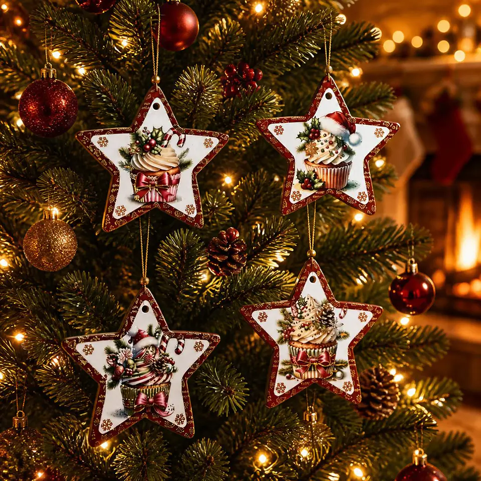 Set 4 Posavasos Navideños Estrella 12 cm 4