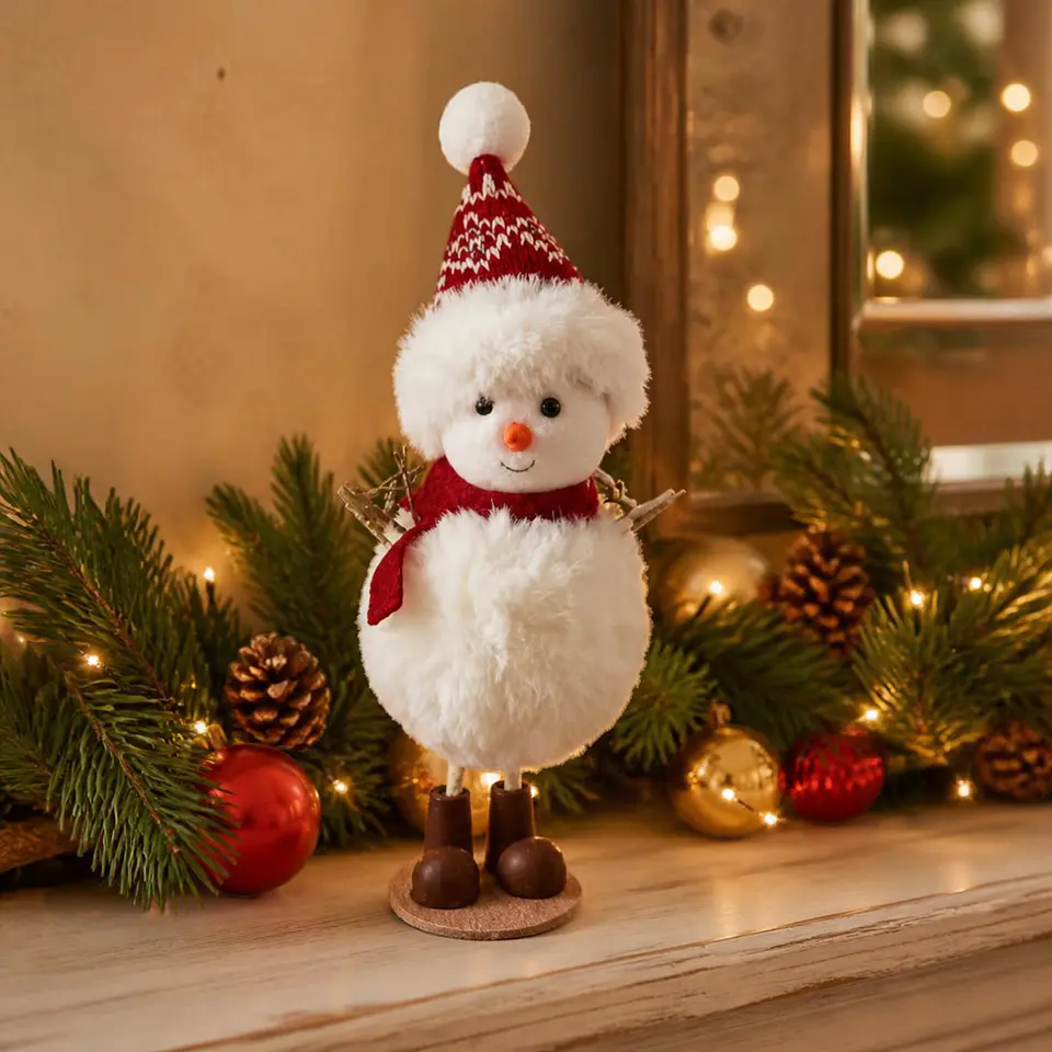 Mono de Nieve Decorativo 18 cm con Gorro y Bufanda 3
