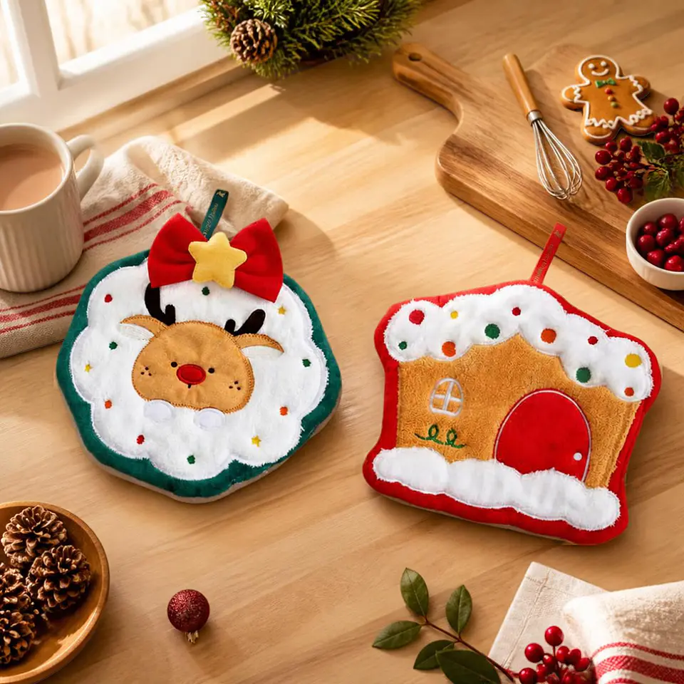 Toalla de Mano Navideña para Colgar – Pascuero, Reno, Mono de Nieve y Más 3