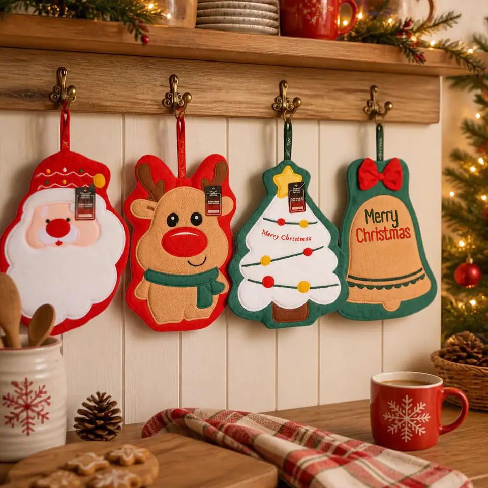 Toalla de Mano Navideña para Colgar – Pascuero, Reno, Mono de Nieve y Más 2