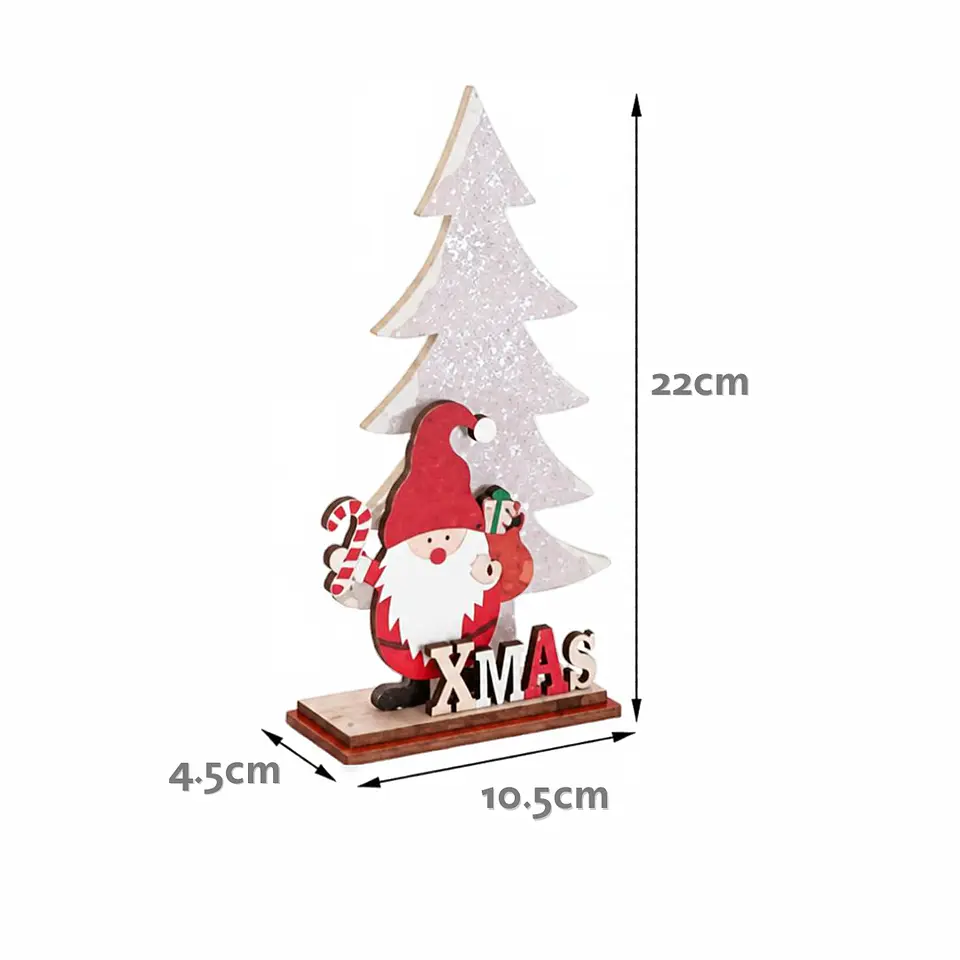 Adorno Navideño de Mesa Viejito Pascuero con Árbol Nevado 22 cm 3