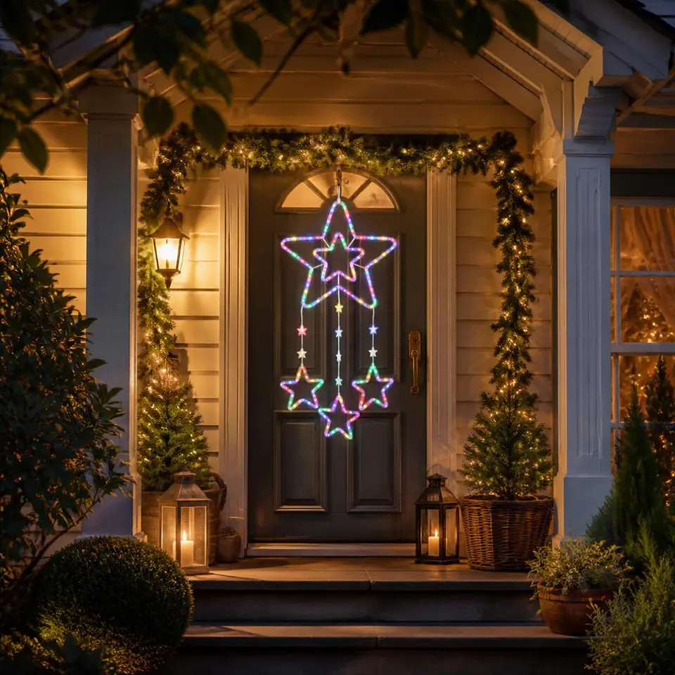 Colgante Solar Navideño LED Multicolor 95 cm – Pino, Estrella o Copo de Nieve 4