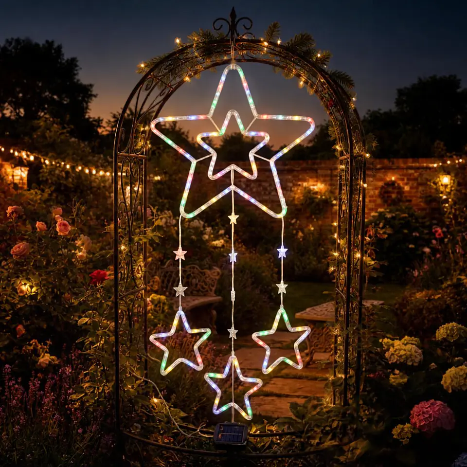 Colgante Solar Navideño LED Multicolor 95 cm – Pino, Estrella o Copo de Nieve 5