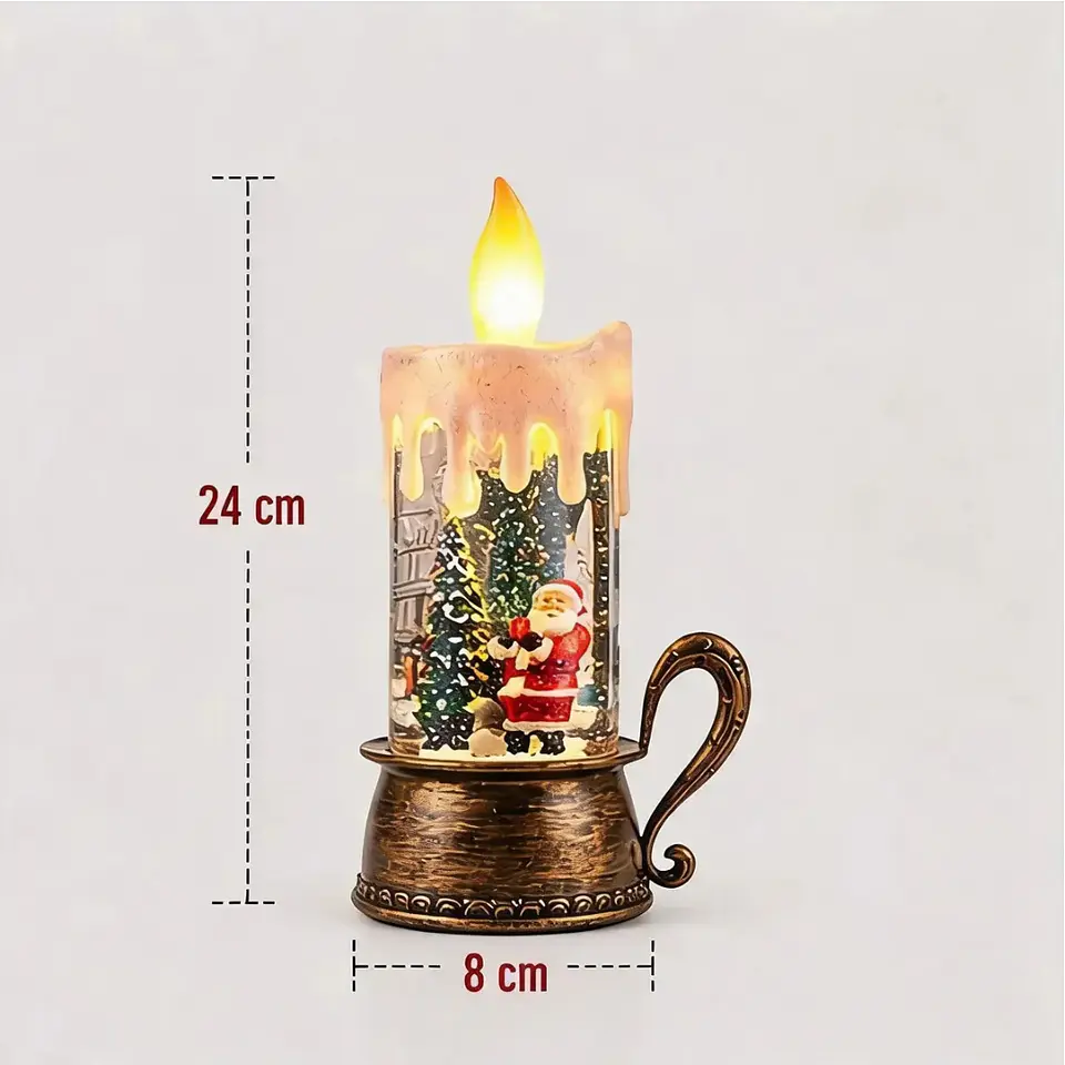 Lámpara de Vela Navideña LED Musical con Nieve en Movimiento 24 cm 3
