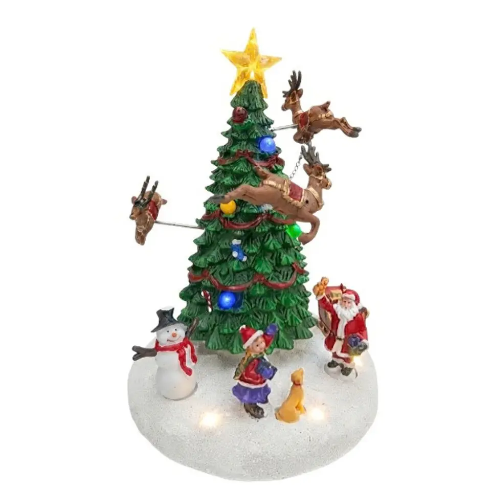 Pino Navideño Musical con Renos en Movimiento y Luces LED 25 cm 4