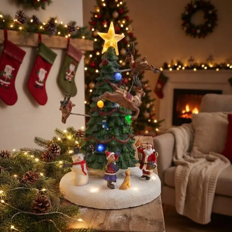 Pino Navideño Musical con Renos en Movimiento y Luces LED 25 cm 3