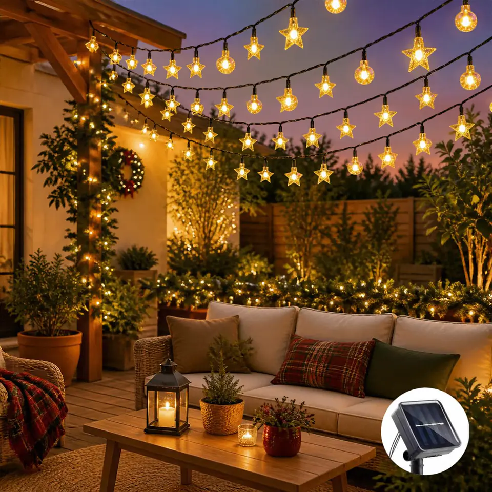 Guirnalda Solar Esferas y Estrellas LED  4,5 Metros 2