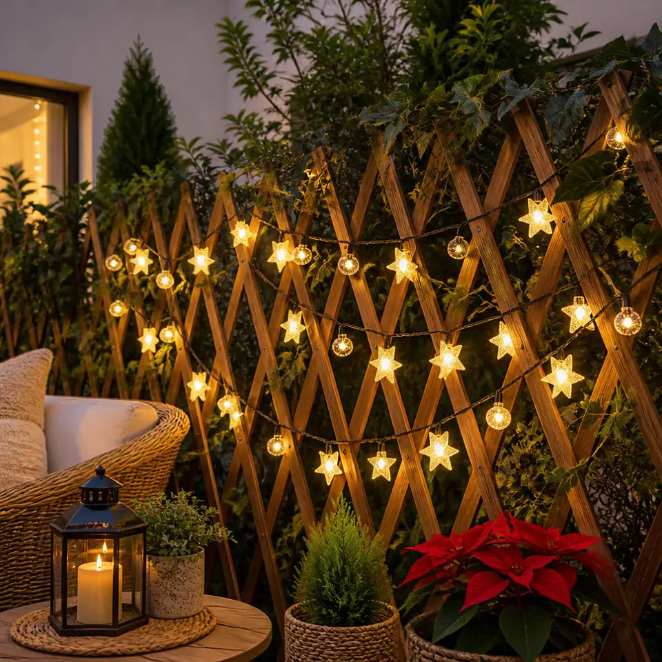 Guirnalda Solar Esferas y Estrellas LED  4,5 Metros 1