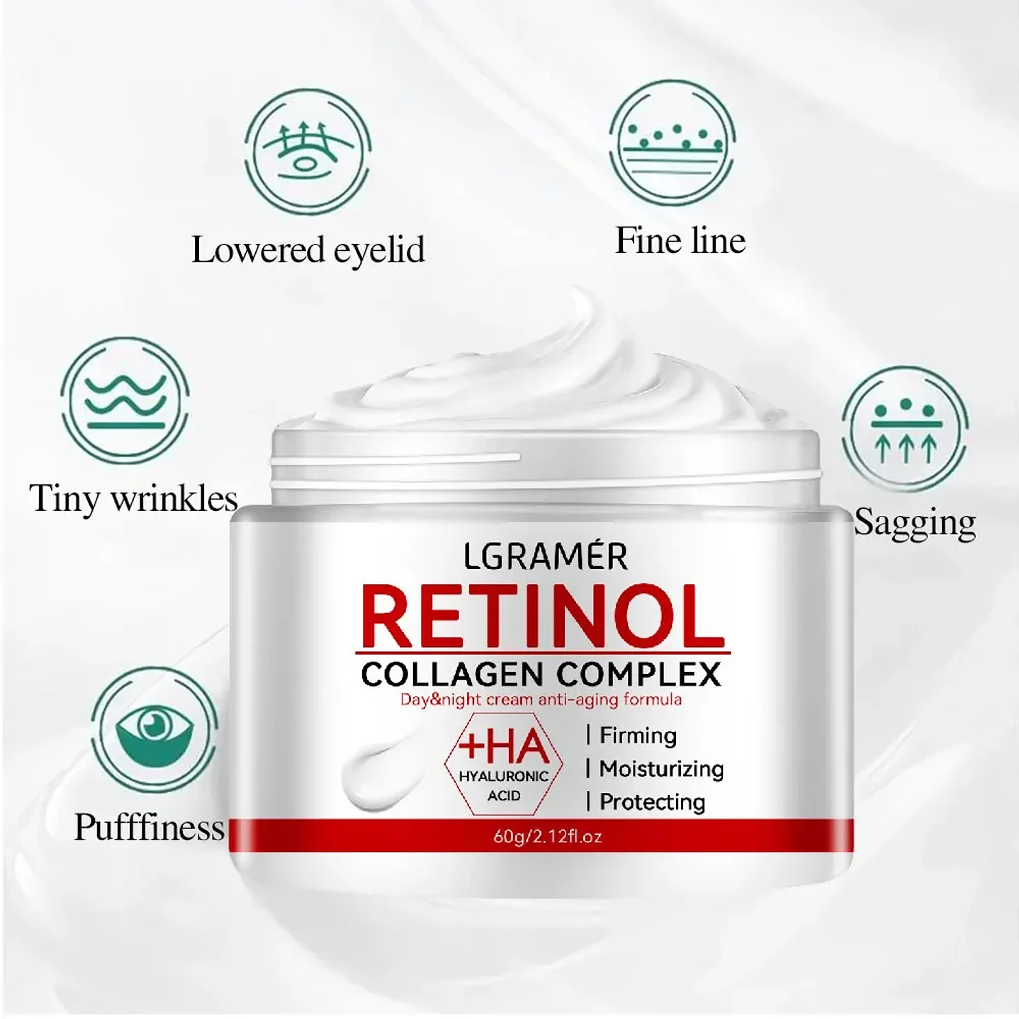 Crema reafirmante con retinol y colágeno para suavizar arrugas, crema facial hidratante, blanqueadora e iluminadora. 11