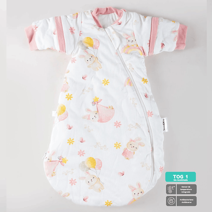 Saquito de dormir Tog 1 talla 6 a 18 meses Conejitos en el jardín Redondeado 1