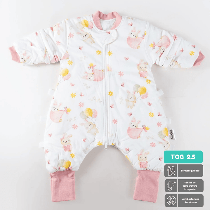 Saquito de dormir Termorregulador Tog 2.5 talla 3 a 5 años Conejitos en el jardín Enterito 1