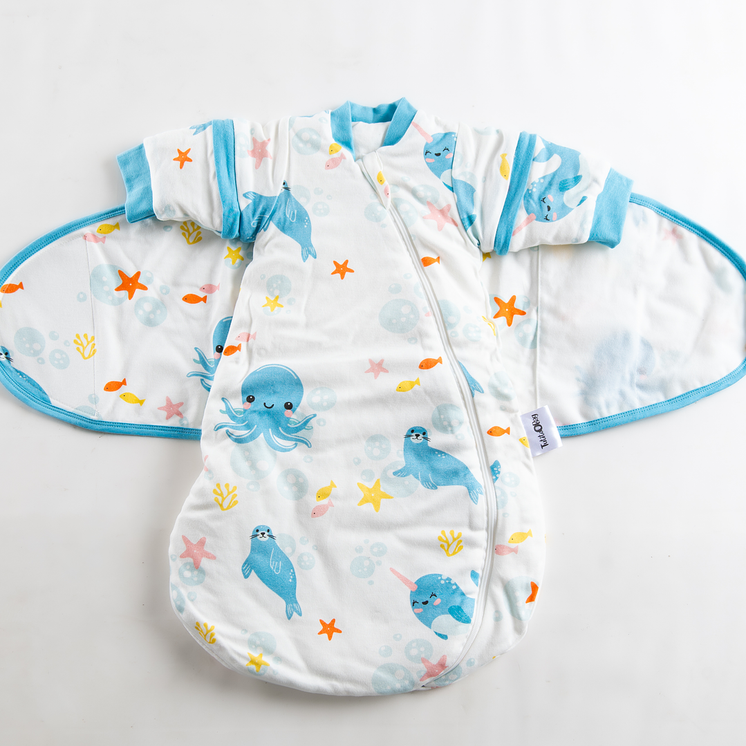 *Saquito Recién Nacido con Swaddle removible Termorregulador Tog 2.5 Sueños Marinos 3