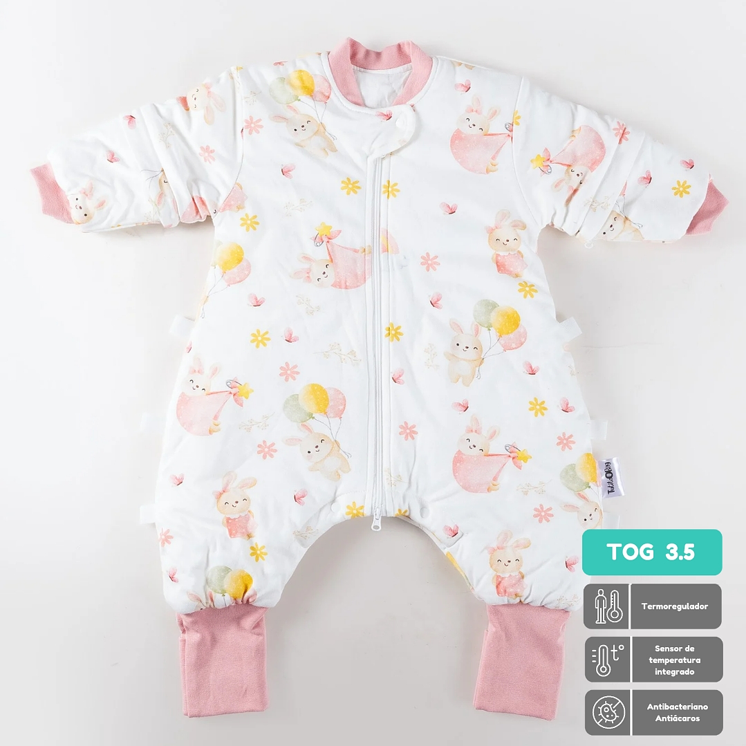 Saquito de dormir Termorregulador Tog 3.5 talla 1 a 2 años  Conejitos en el jardín Enterito 1