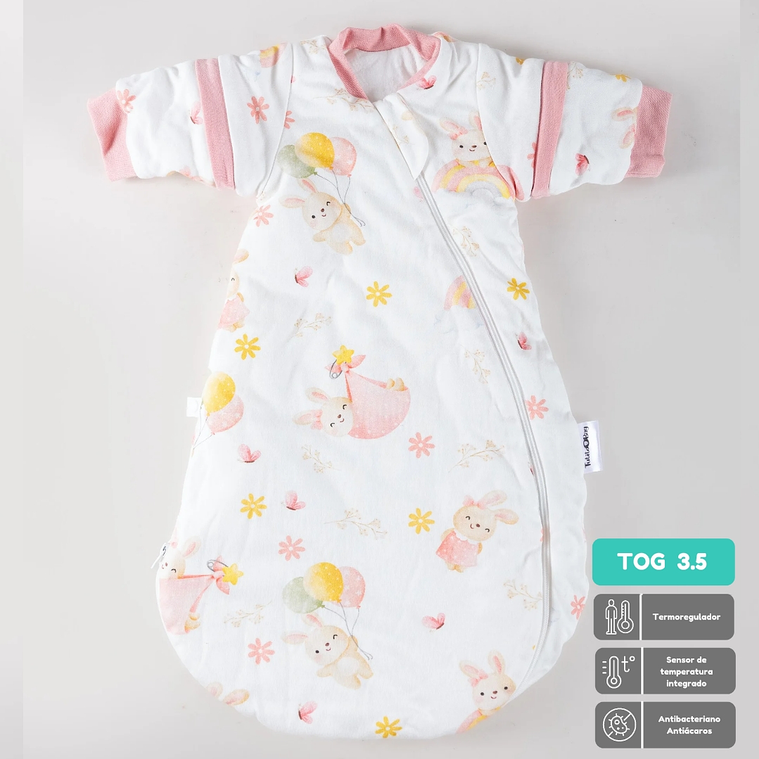 Saquito de dormir Termorregulador Tog 3.5 talla 6 a 18 meses Conejitos en el jardín Redondeado 1
