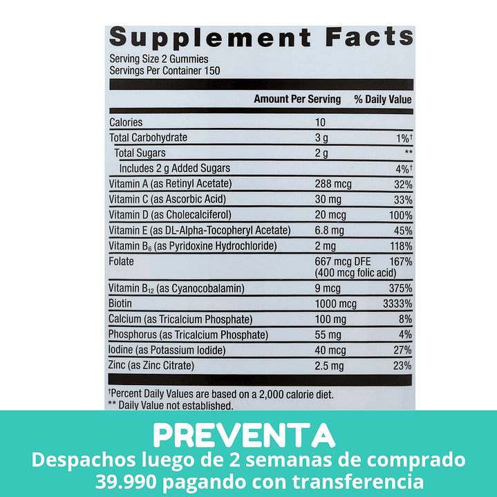 Equate Multivitaminico Mujeres Adultas en gomitas- 300 gomitas 2