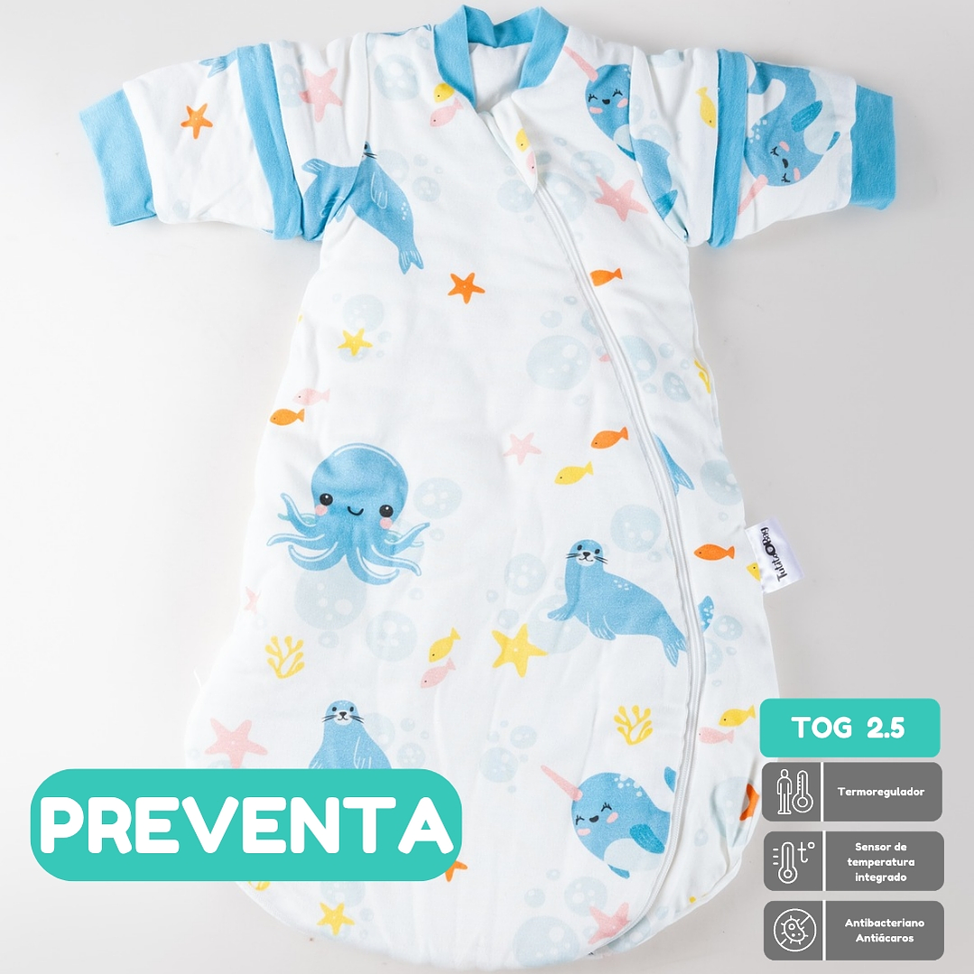PREVENTA Saquito Recién Nacido con Swaddle removible Termorregulador Tog 2.5 Sueños Marinos 1