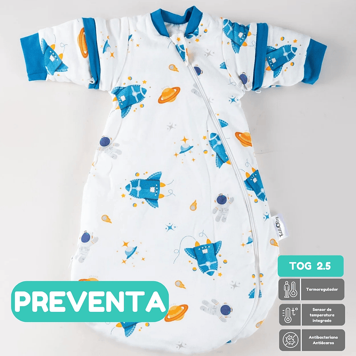 PREVENTA Saquito Recién Nacido con Swaddle removible Termorregulador Tog 2.5 Diseño Aventura Cósmica  1
