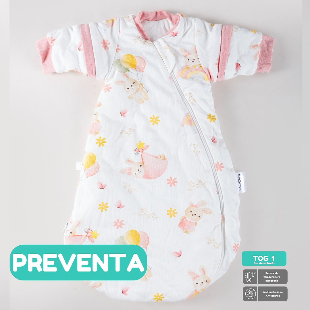 PREVENTA Saquito de dormir Tog 1 Conejitos en el jardín Redondeado 1
