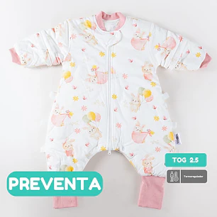 PREVENTA Saquito de dormir Termorregulador Tog 2.5 Conejitos en el jardín Enterito