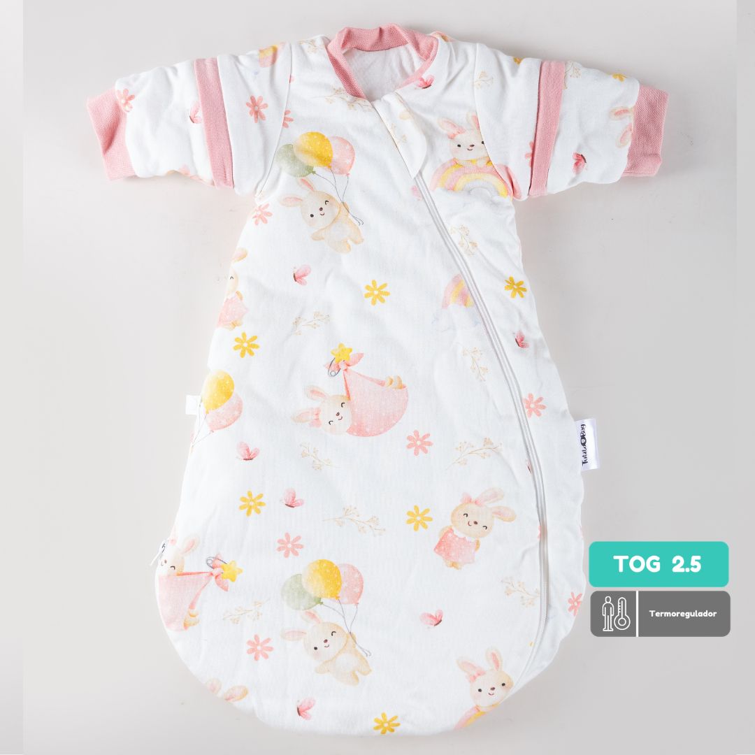 Saquito de dormir Termorregulador Tog 2.5 talla 6 a 18 meses Conejitos en el jardín Redondeado