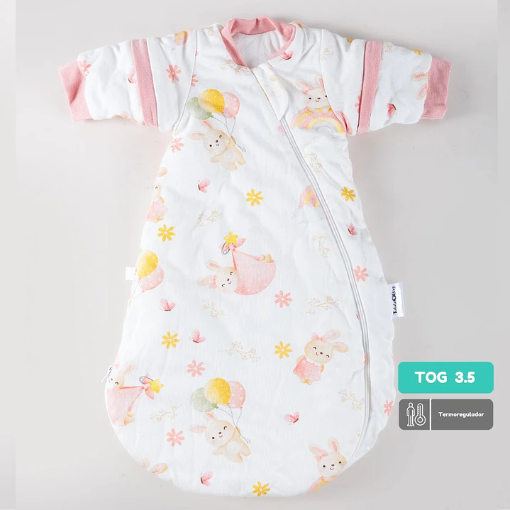Saquito de dormir Termorregulador Tog 3.5 talla 6 a 18 meses Conejitos en el jardín Redondeado 1