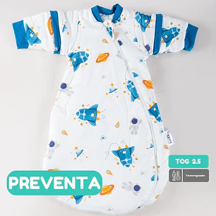 PREVENTA Saquito Recién Nacido con Swaddle removible Termorregulador Tog 2.5 Diseño Aventura Cósmica 