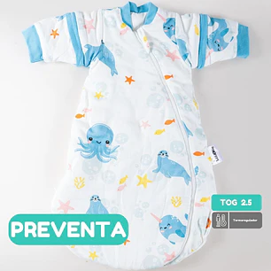 PREVENTA Saquito Recién Nacido con Swaddle removible Termorregulador Tog 2.5 Sueños Marinos