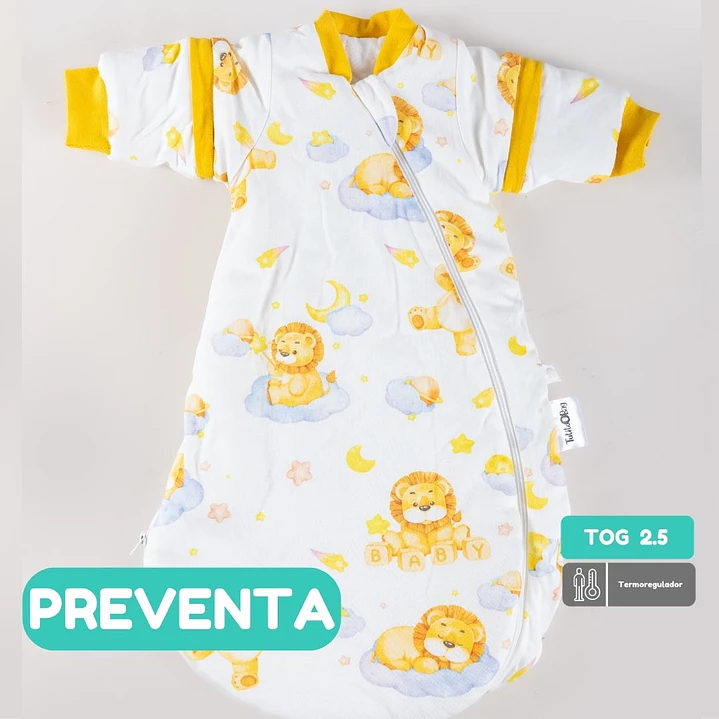 PREVENTA Saquito Recién Nacido Swaddle removible Termoregulador Tog 2.5 Diseño Pequeño León 1