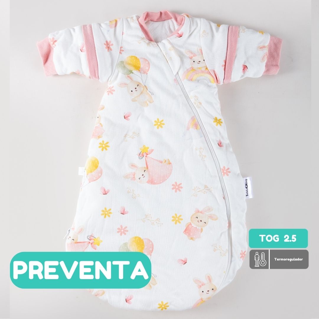 Saquito Recién Nacido con Swaddle removible Termorregulador Tog 2.5 Conejitos en el jardín