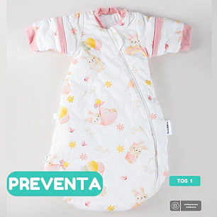 PREVENTA Saquito de dormir Tog 1 Conejitos en el jardín Redondeado