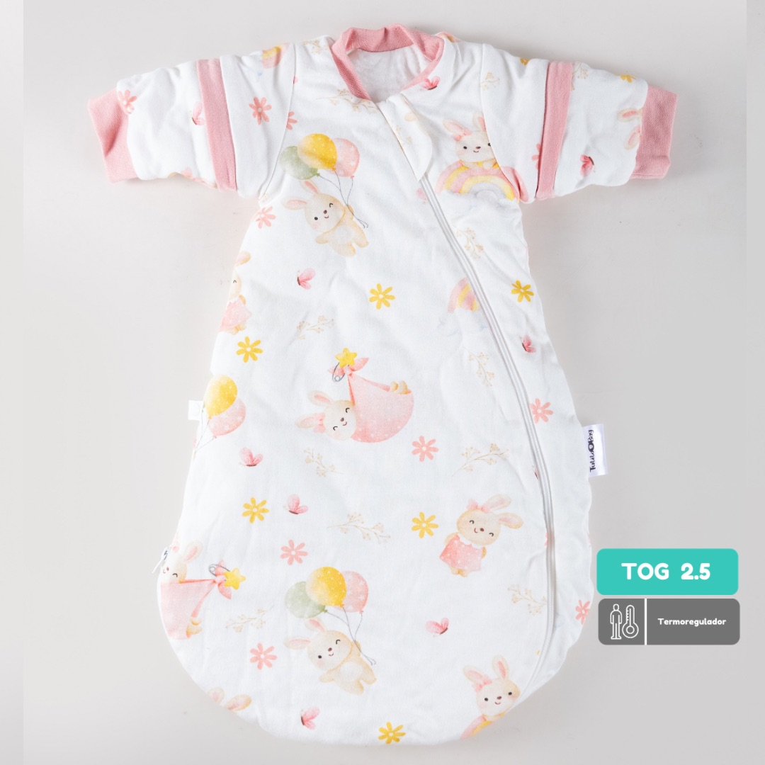 Saquito Recién Nacido con Swaddle removible Termorregulador Tog 2.5 Conejitos en el jardín