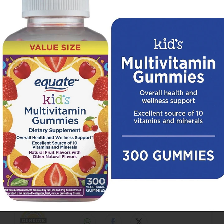 Equate Multivitaminico Kids en gomitas- 300 gomitas 1
