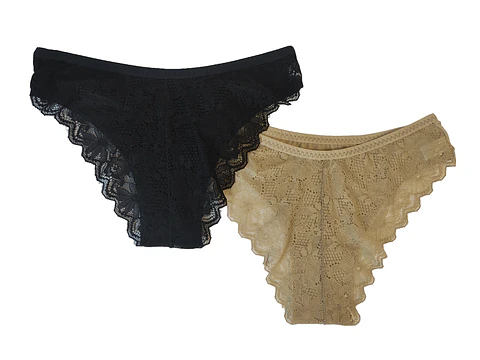 Bikini de senhora algodão com renda atrás  - Pack de 2