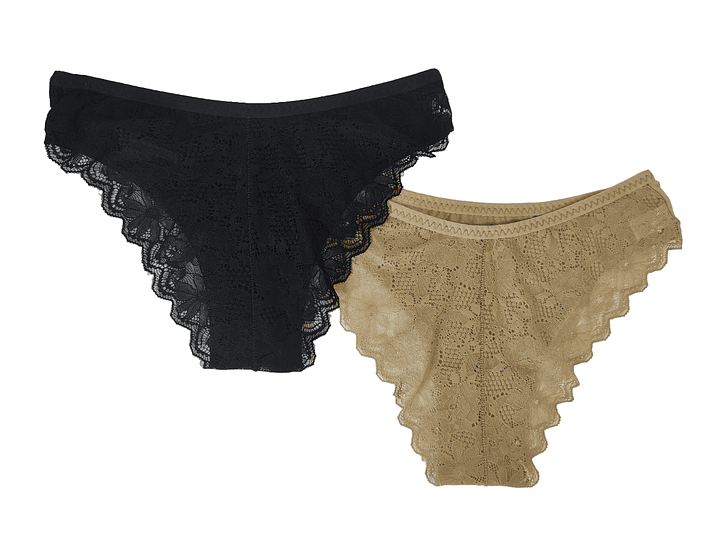 Bikini de senhora algodão com renda atrás  - Pack de 2 2