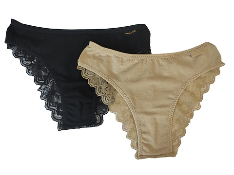 Bikini de senhora algodão com renda atrás  - Pack de 2