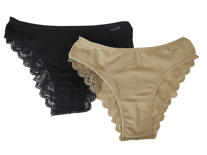 Bikini de senhora algodão com renda atrás  - Pack de 2 1