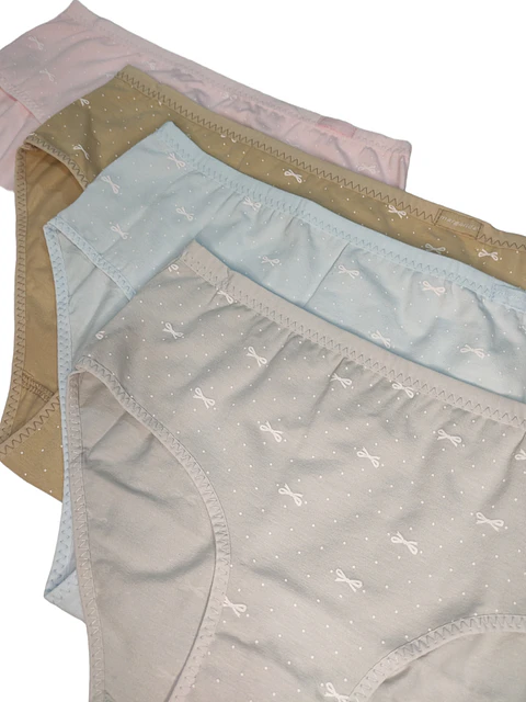 Cueca de algodão estampada "Lacinhos" - Pack de 4