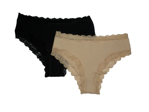 Bikini de senhora algodão e renda  - Pack de 2 