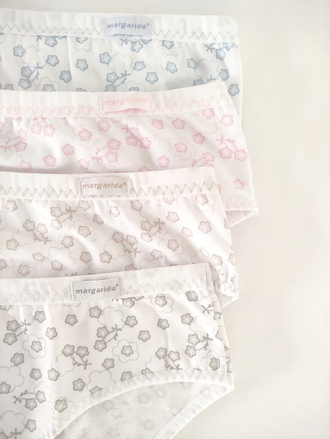 Bikini de algodão estampado "flores" - Marca Margarida Pack de 4
